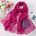 LINGSHANG wholesale high quality crinkle silk muti-color chiffon flower scarf